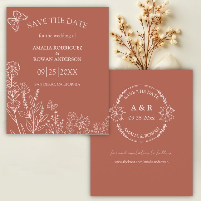 Blume Terracotta Haushalt Save the Date (Von Creator hochgeladen)