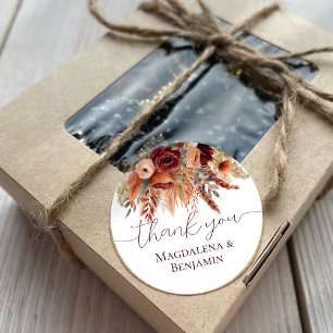 Blume Terracotta, Wasserfarbe Vielen Dank Runder Aufkleber