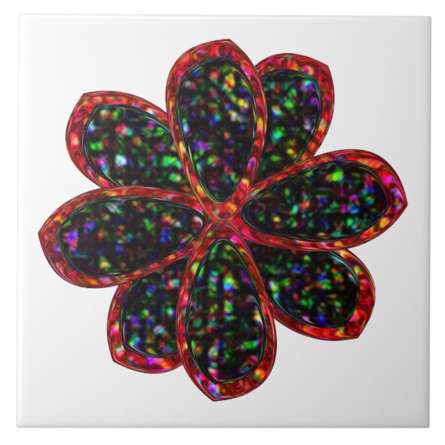 Blume Tile mit schwarzem Glitzer Fliese (Vorderseite)