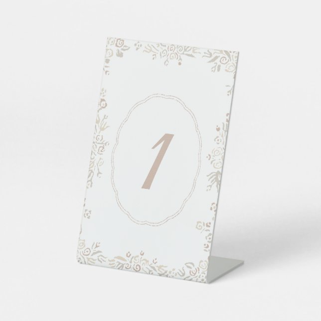 Blume Tischnummer Pedestelle-Zeichen Sockelschild (Vorderseite)