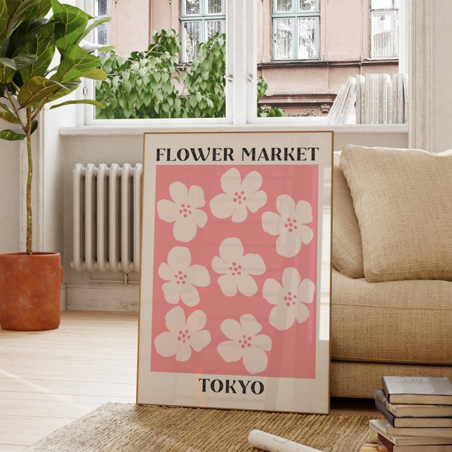 Blume Tokio Rosa Kirschblossom Blumenmarkt Poster (In situ Living room)