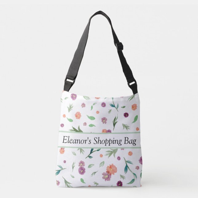 Blume Tote Bag | Blumenkreuz Tragetaschen Mit Langen Trägern (Vorderseite)