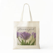 Blume Tote Tasche mit lila Hochzeitstups
