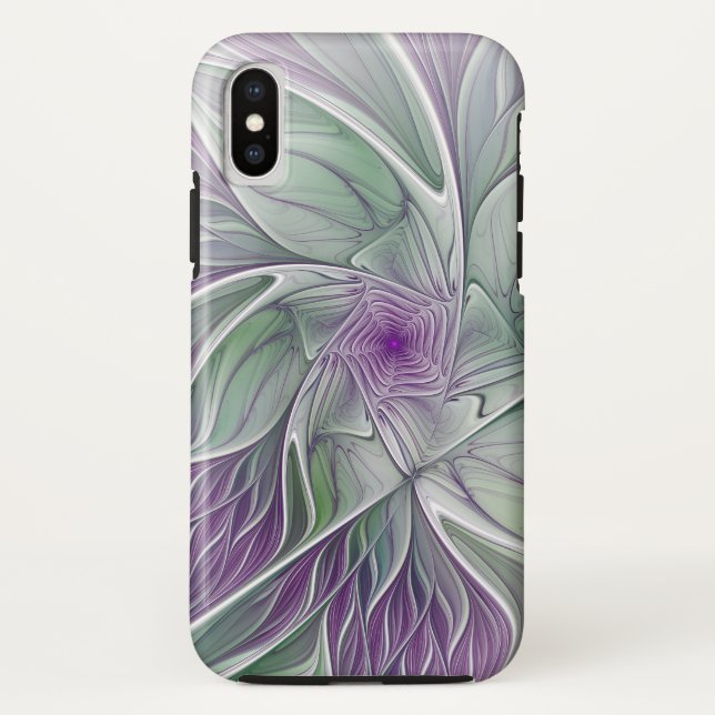Blume Traum, Abstraktes Lila Grünes Fraktal Kunst Case-Mate iPhone Hülle (Rückseite)