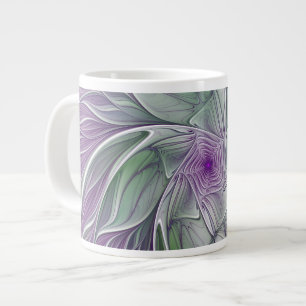 Blume Traum, Abstraktes Lila Grünes Fraktal Kunst Jumbo-Tasse