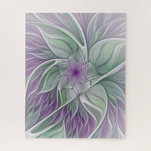 Blume Traum, Abstraktes Lila Grünes Fraktal Kunst Puzzle