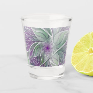 Blume Traum, Abstraktes Lila Grünes Fraktal Kunst Schnapsglas