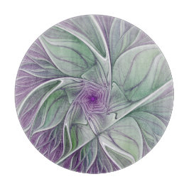 Blume Traum, Abstraktes Lila Grünes Fraktal Kunst Schneidebrett