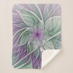 Blume Traum, Abstraktes Lila Grünes Fraktal Kunst Sherpadecke