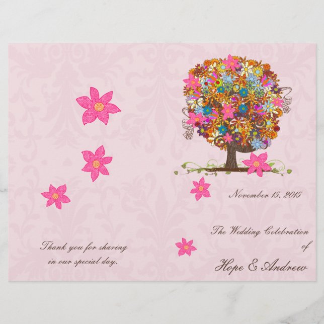Blume Tree Hochzeitsprogramm (Vorderseite)