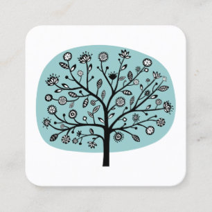 Blume Tree - Light Blue Green Quadratische Visitenkarte