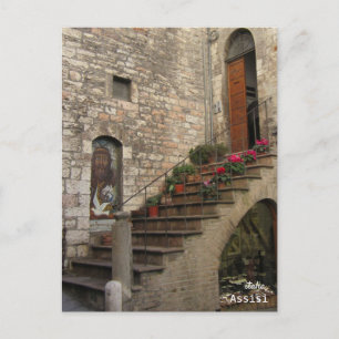 Blume Treppe Assisi Italien Feiertagspostkarte