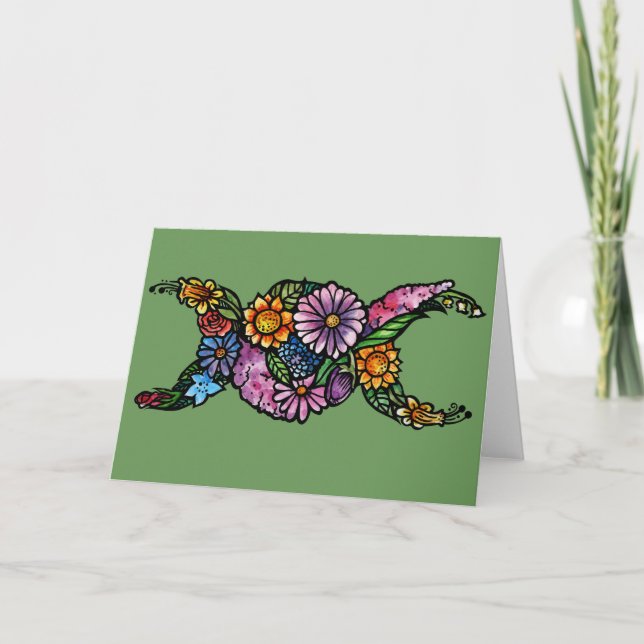 Blume Triple Moon Symbol gesegnet sein Karte (Vorderseite)