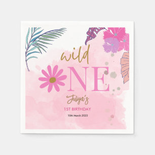 Blume tropisches Laubmädchen 1. Geburtstag Serviette