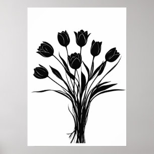 Blume Tulips in Schwarzweiß Poster