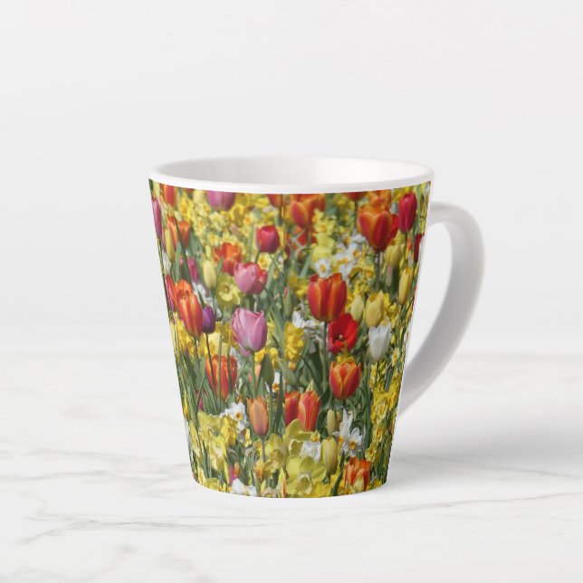 Blume Tulips und Daffodils Latte Tasse (Rechte Ecke)