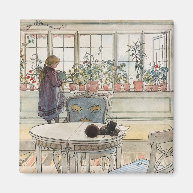 Blume über das Windows, 1895 von Carl Larsson Magnet (Vorne)