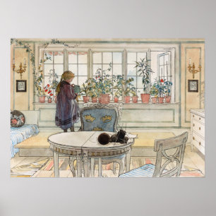 Blume über das Windows, 1895 von Carl Larsson Poster