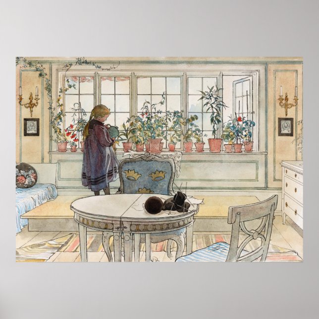 Blume über das Windows, 1895 von Carl Larsson Poster (Vorne)