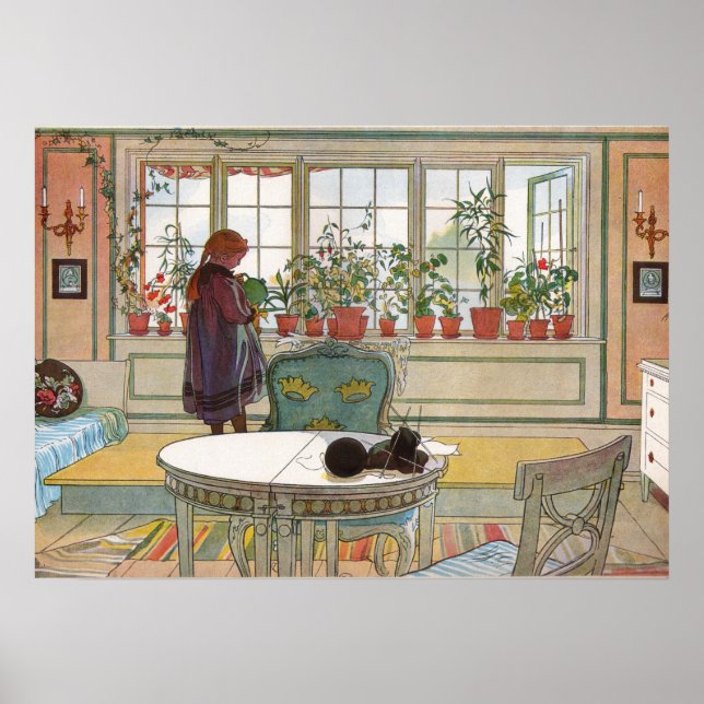 Blume über die Fensterpause von Larsson Poster (Vorne)