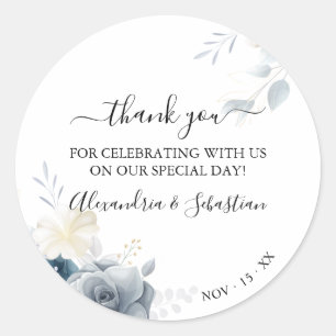 Blume über Wasserfarbe Vielen Dank Runder Aufkleber