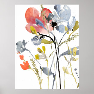 Blume überlagert - Watercolor-Pastell-Blumen Poster