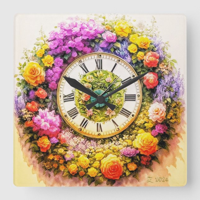 Blume Uhren Wand Art Deco (Vorderseite)