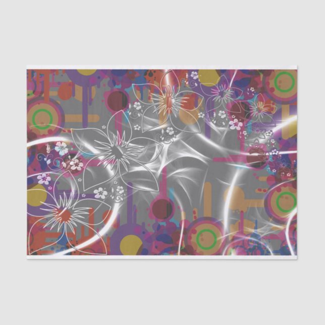 Blume- und abstrakt-Papiertaschpapier Seidenpapier (Vorderseite)