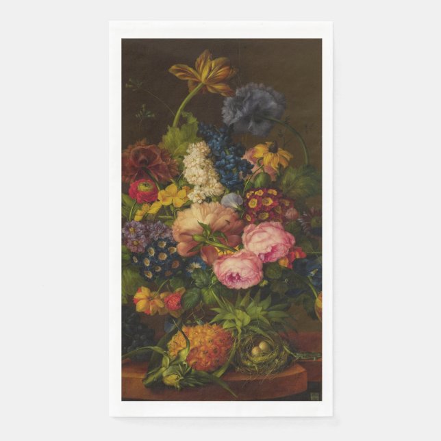 Blume und Ananas auf einer Unternehmung Serviette (Vorderseite)