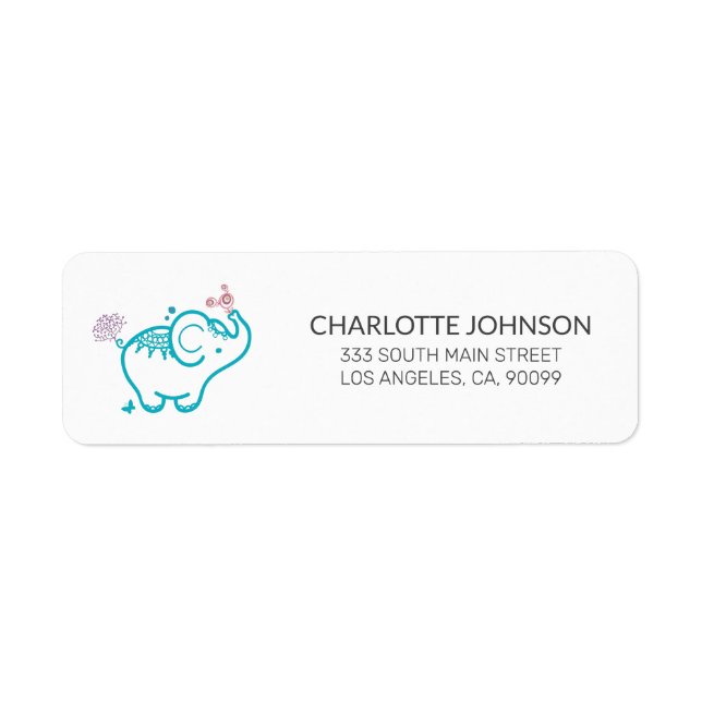 Blume- und Babyelefonetikett (Vorne)