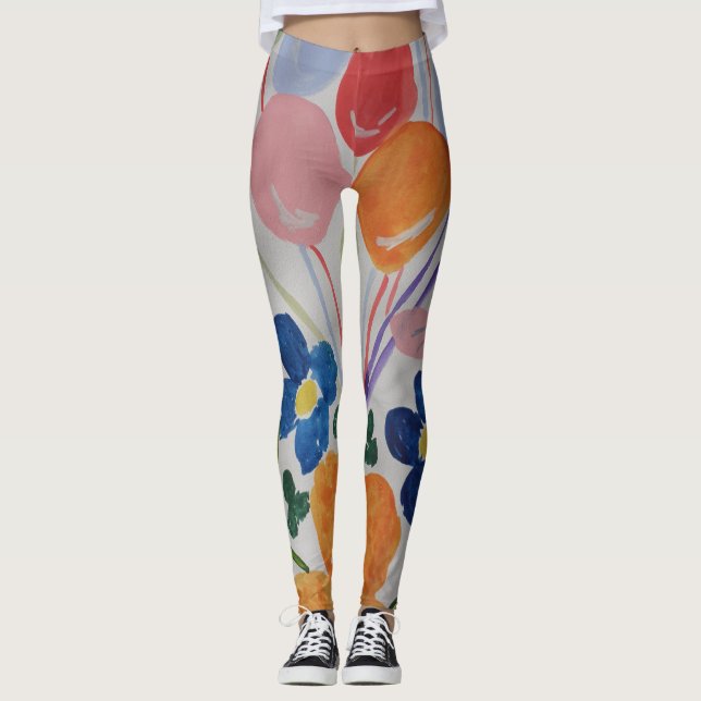 Blume und Ballons Leggings (Vorderseite)