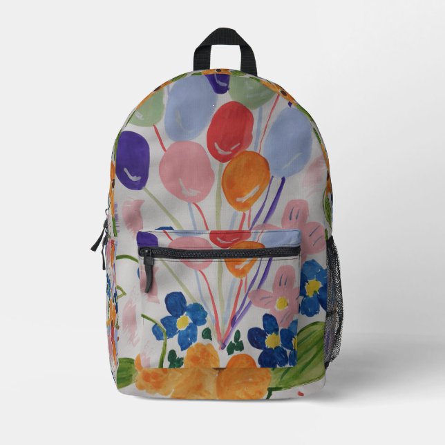 Blume und Balloons Bedruckter Rucksack (Vorderseite)