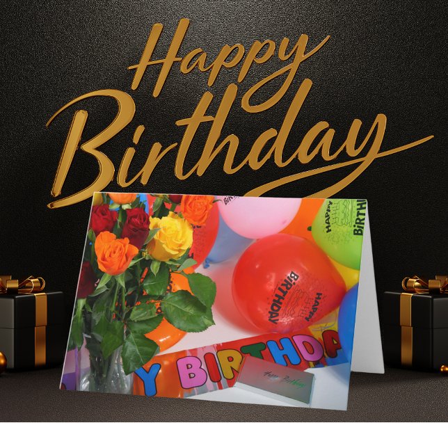 Blume und Balloons Geburtstagskarte Karte (Flowers and Balloons Birthday Card)