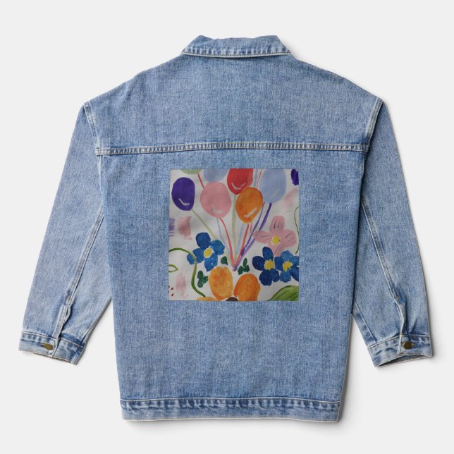 Blume und Balloons Jeansjacke (Rückseite)