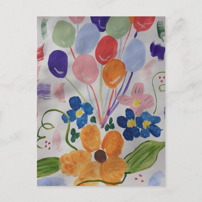 Blume und Balloons Postkarte (Vorderseite)