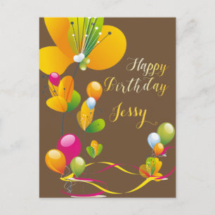 Blume und Balloons zum Geburtstag Postkarte