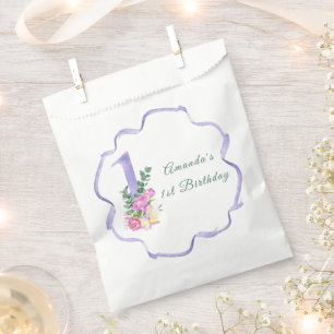 Blume und Band Erster Geburtstag Geschenktütchen