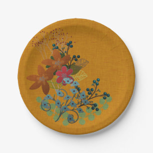 Blume und Beeren auf Imitaten Pappteller