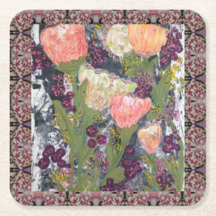 Blume und Beeren Rechteckiger Pappuntersetzer