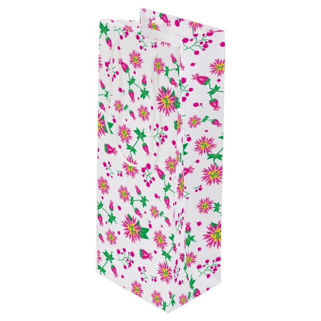 Blume und Berries Geschenktüte Für Weinflaschen (Vorderseite Schrägansicht)