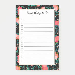 Blume- und Berries-Muster - Checkbox Liste ausführ Post-it Klebezettel