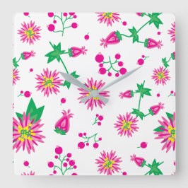 Blume und Berries Quadratische Wanduhr