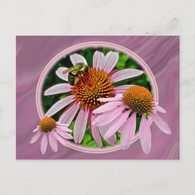 Blume und Biene Postkarte (Vorderseite)