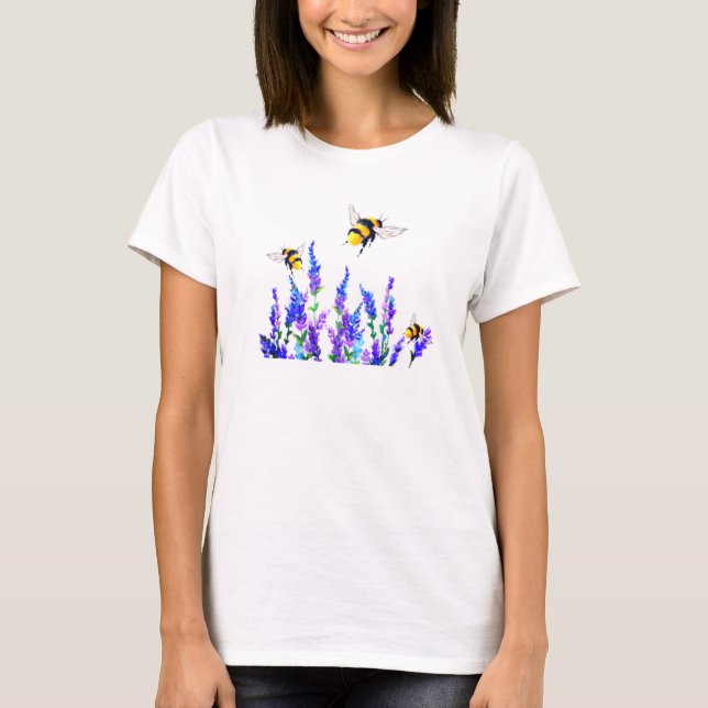 Blume und Bienen fliegen T - Shirt Frühjahrsfreude (Vorderseite)