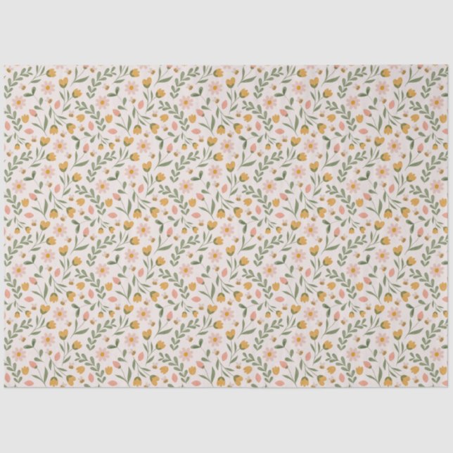 Blume und Bienen im Frühjahr Seidenpapier (Vorderseite)