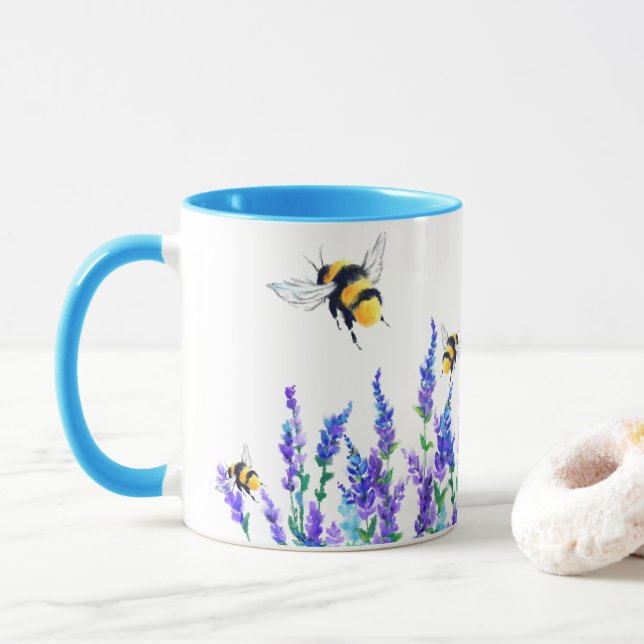 Blume und Bienen Kaffee-Tasse Tasse (Mit Donut)
