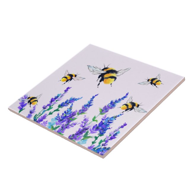 Blume und Bienen Keramik Tile Fliese (Seite)