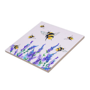Blume und Bienen Keramik Tile Fliese
