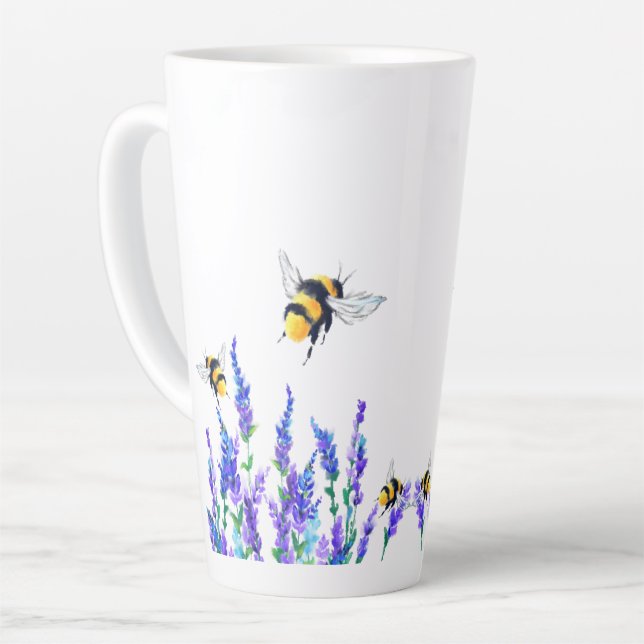 Blume und Bienen Latte Tasse (Linke Ecke)