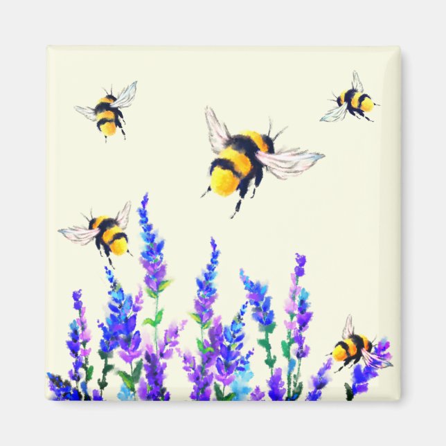 Blume und Bienen-Magnet-Frühling Magnet (Vorne)